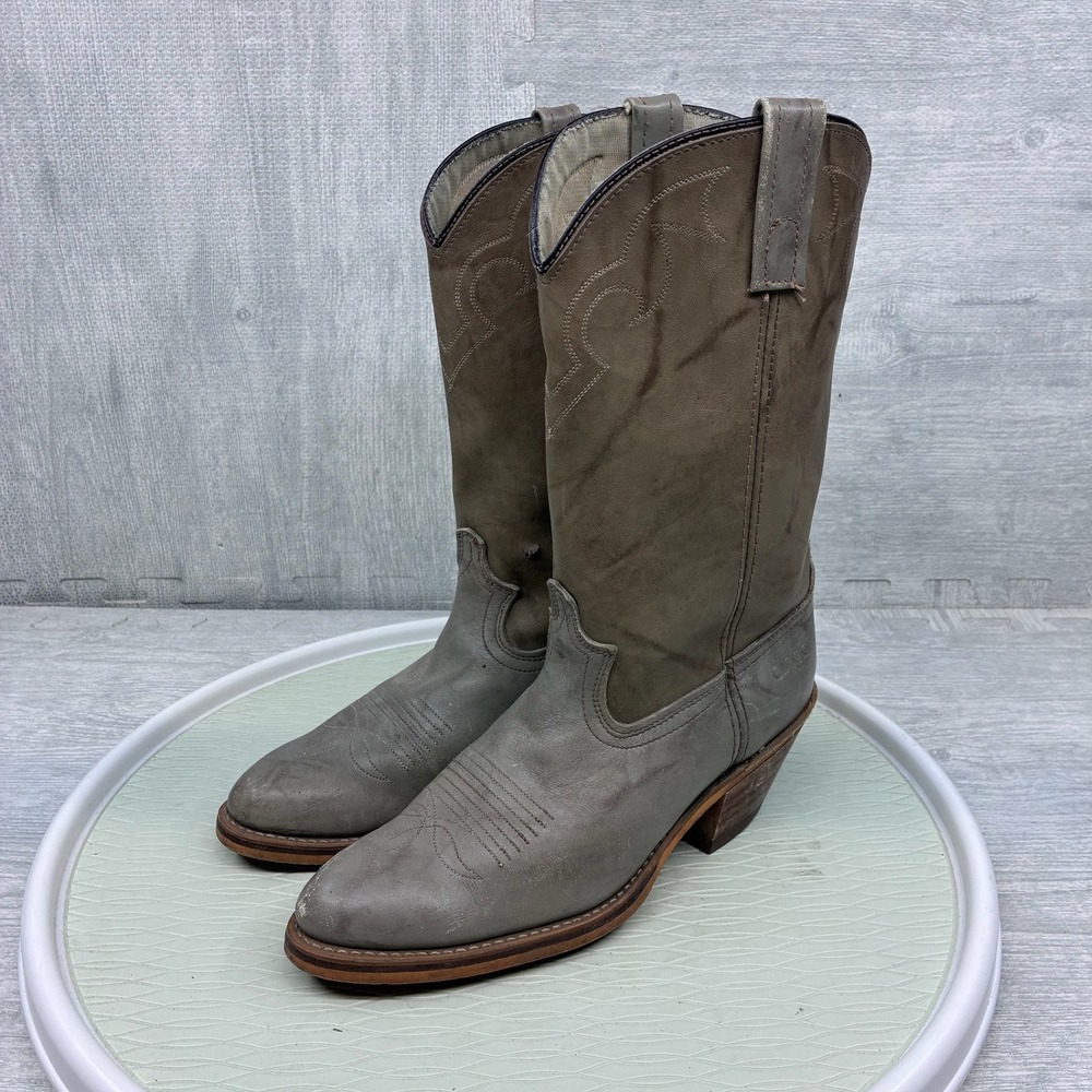 Vintage Dingo Cowboy Boots Mens 8.5D Gray Leather Cowboy Western 5904
